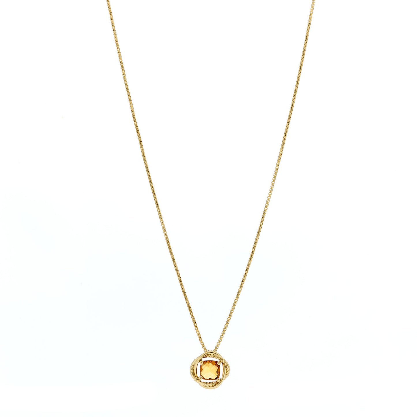 18K Yellow Gold Citrine 7mm Infinity Pendant Necklace