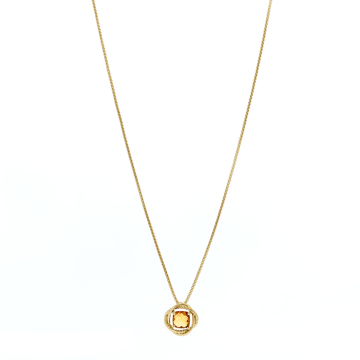 David Yurman 18K Yellow Gold Citrine 7mm Infinity Pendant Necklace 1 of 4