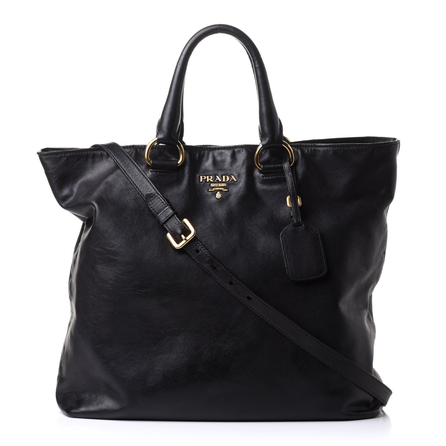 Prada Soft Calf Shopping Tote Black 1 of 12
