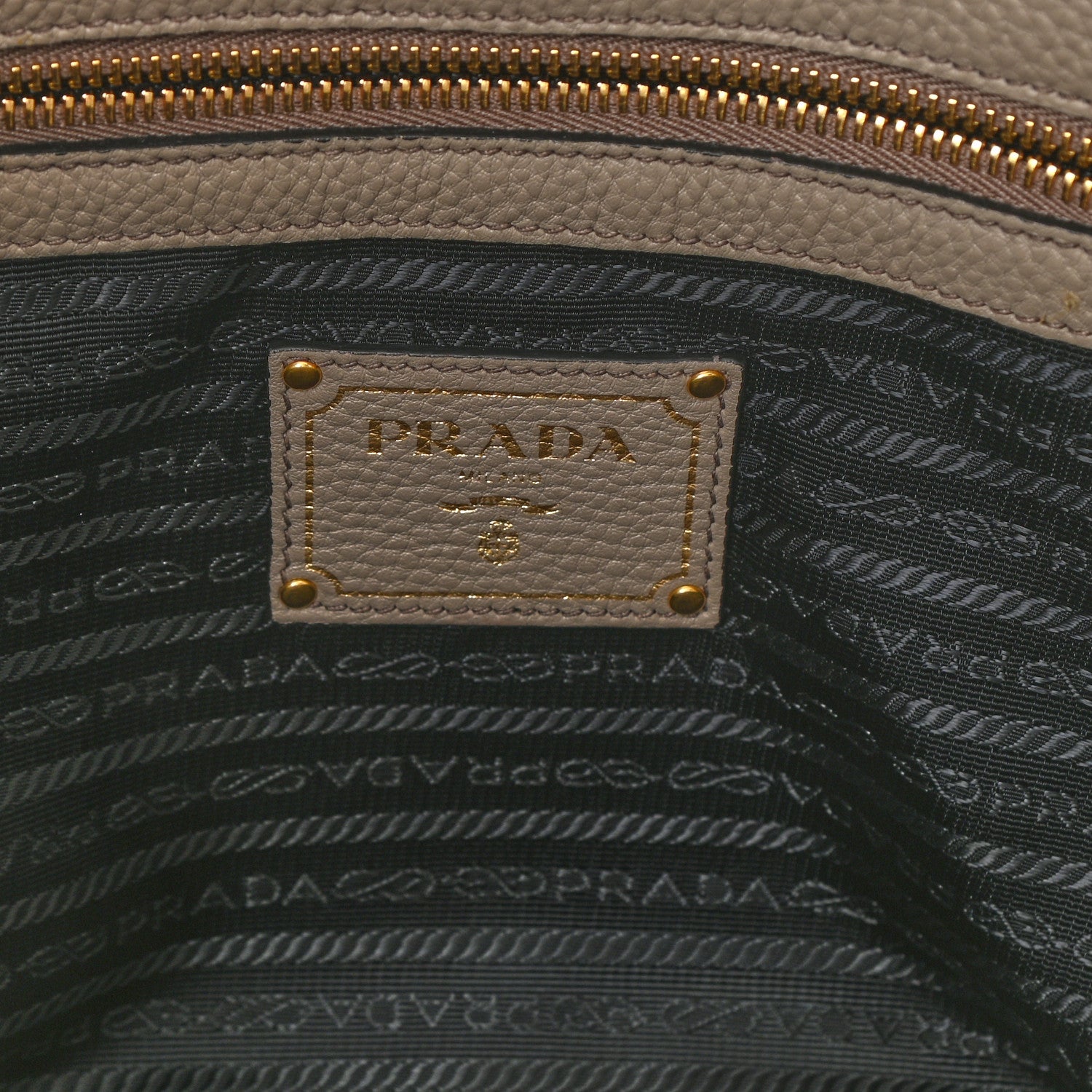 Prada Vitello Daino Embossed Logo Tote Argilla 5 of 8