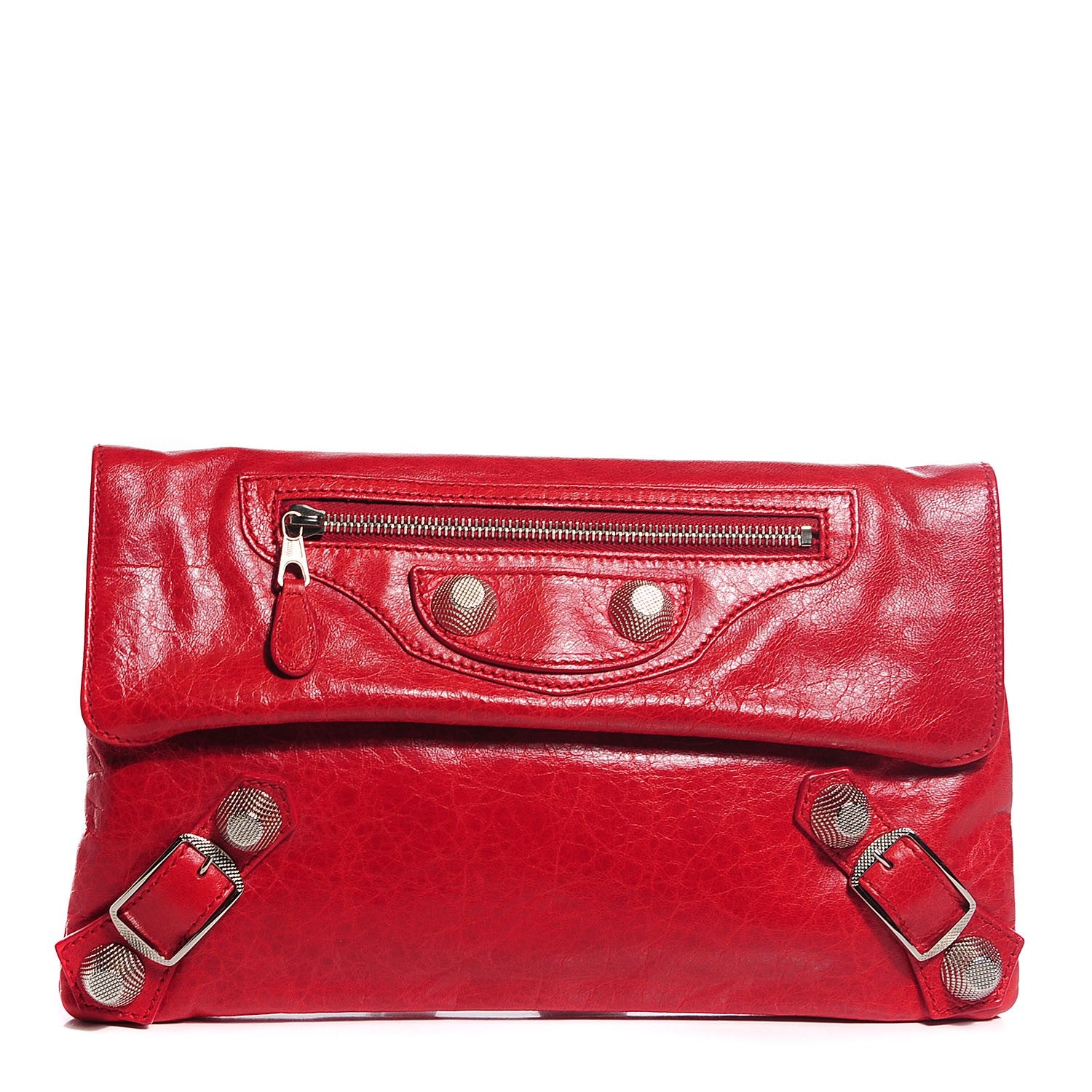 Balenciaga Chevre Giant 21 Silver Hardware Envelope Clutch Tomate 1 of 9