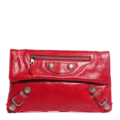 Balenciaga Chevre Giant 21 Silver Hardware Envelope Clutch Tomate 1 of 9
