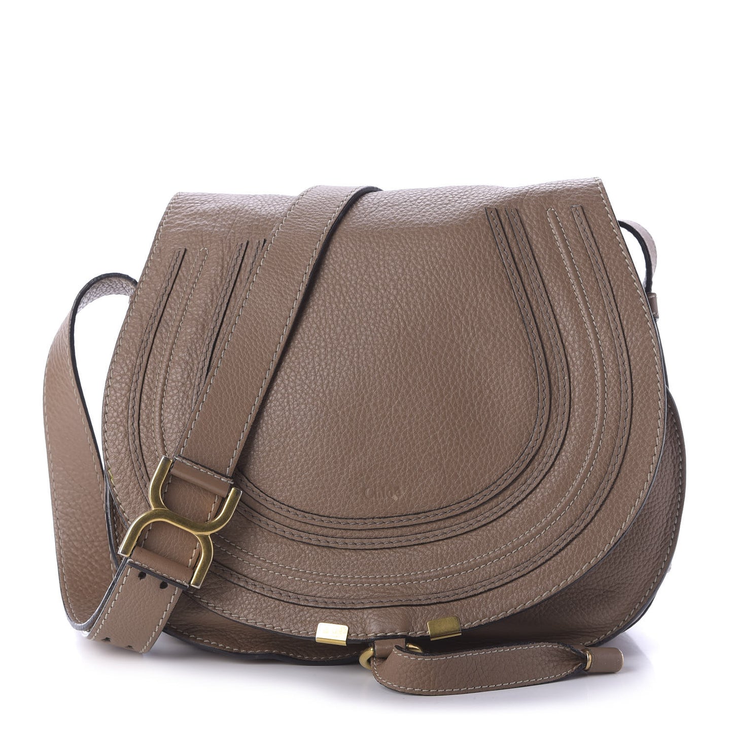 Calfskin Medium Marcie Round Crossbody Bag Nut