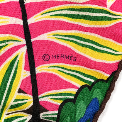 Hermes Cashmere Silk The Three Graces Shawl 140 Rose Vif Marron 5 of 6