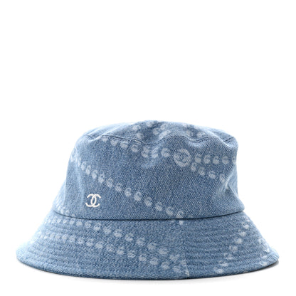 Chanel Denim Printed Bucket Hat S Blue 1 of 6