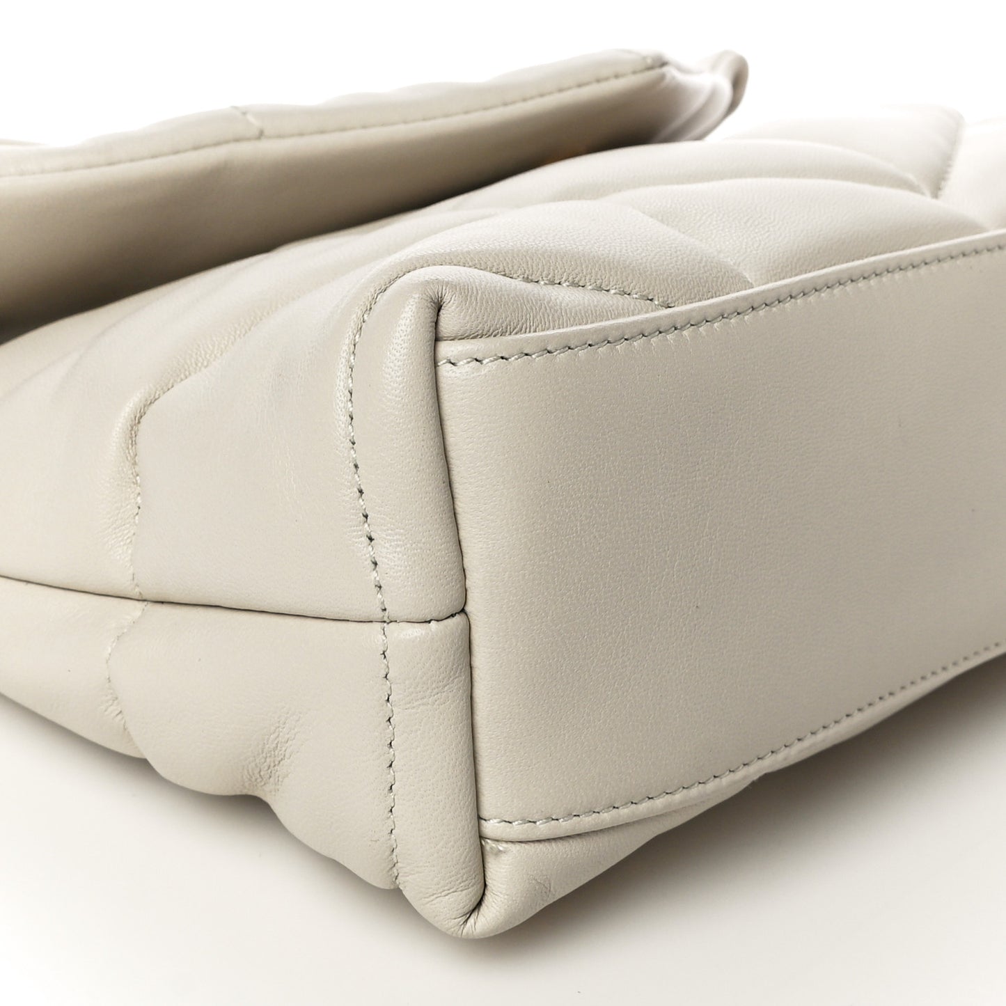 Lambskin Quilted Toy Loulou Puffer Monogram Chain Satchel Crema Soft