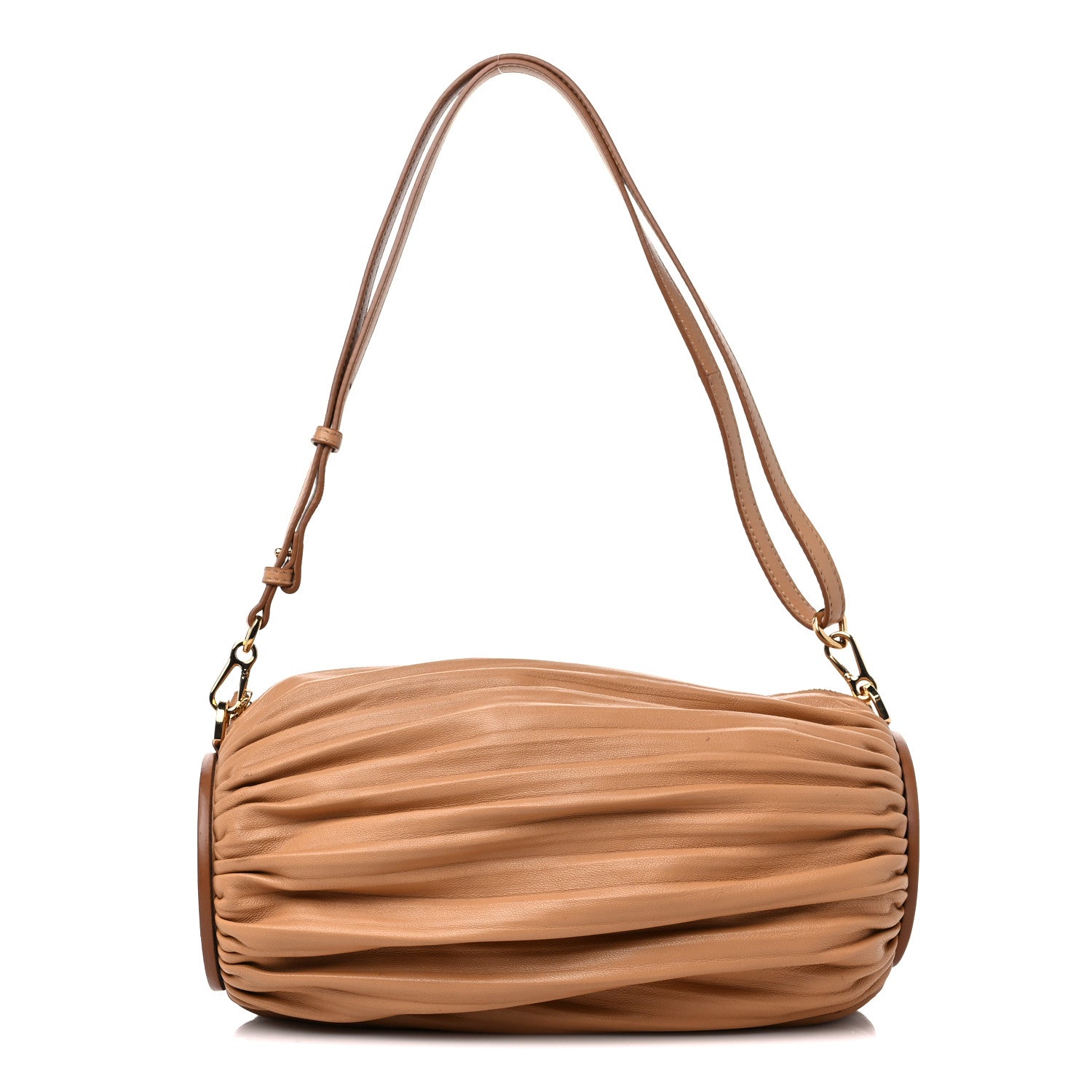 Loewe Lambskin Pleated Bracelet Pouch Shoulder Bag Warm Desert 1 of 11