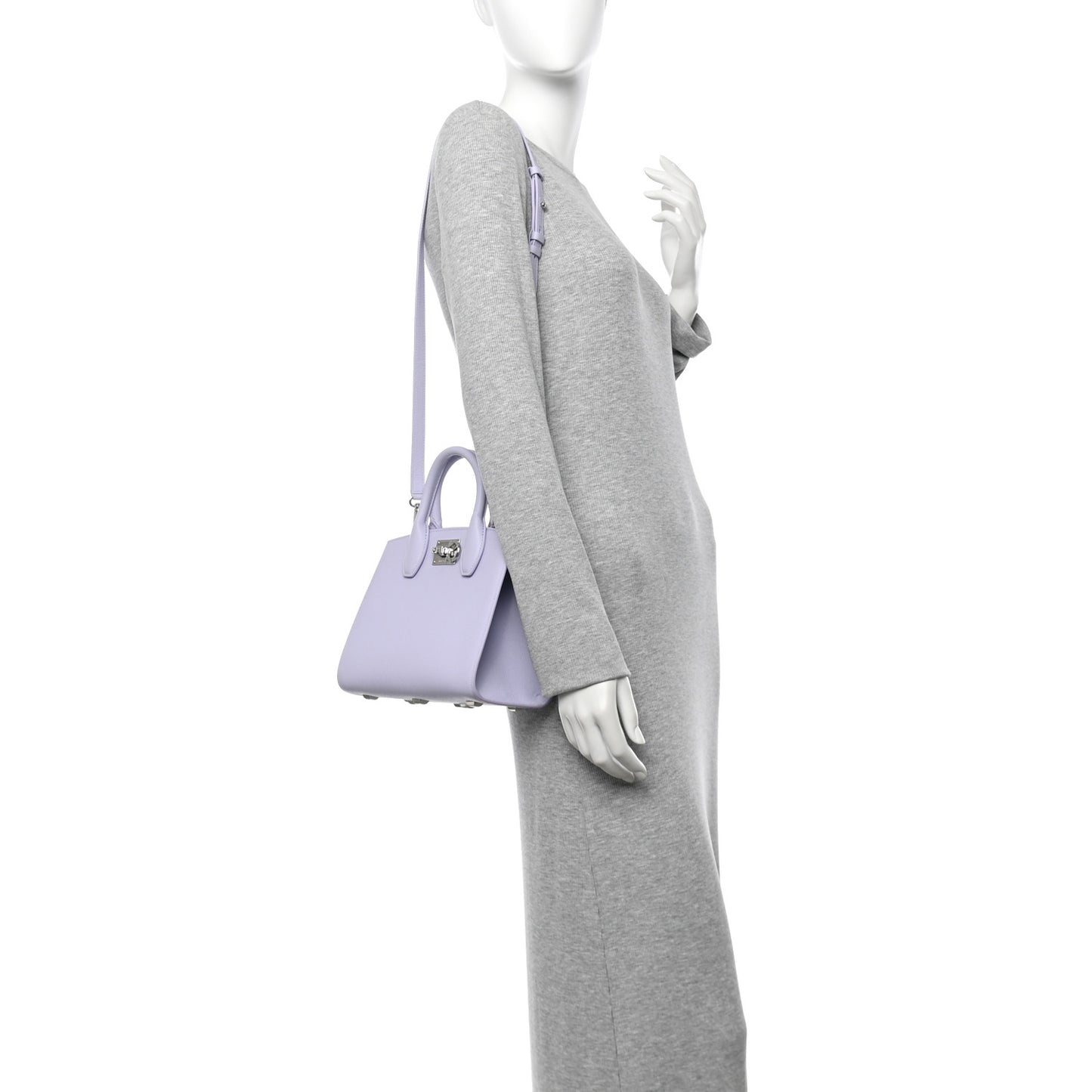 Hammered Calfskin Small The Studio Box Bag Lavender