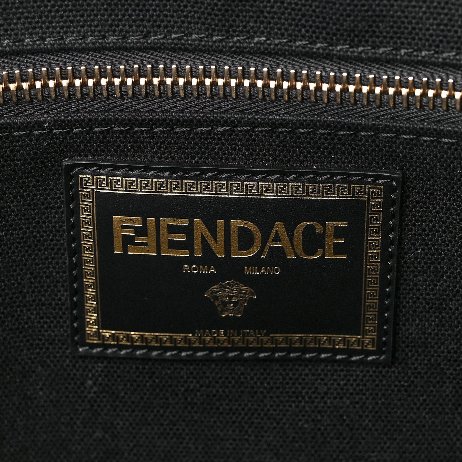 Fendi X VERSACE Canvas Fendace Logo Large Shopping Tote Black 5 of 12