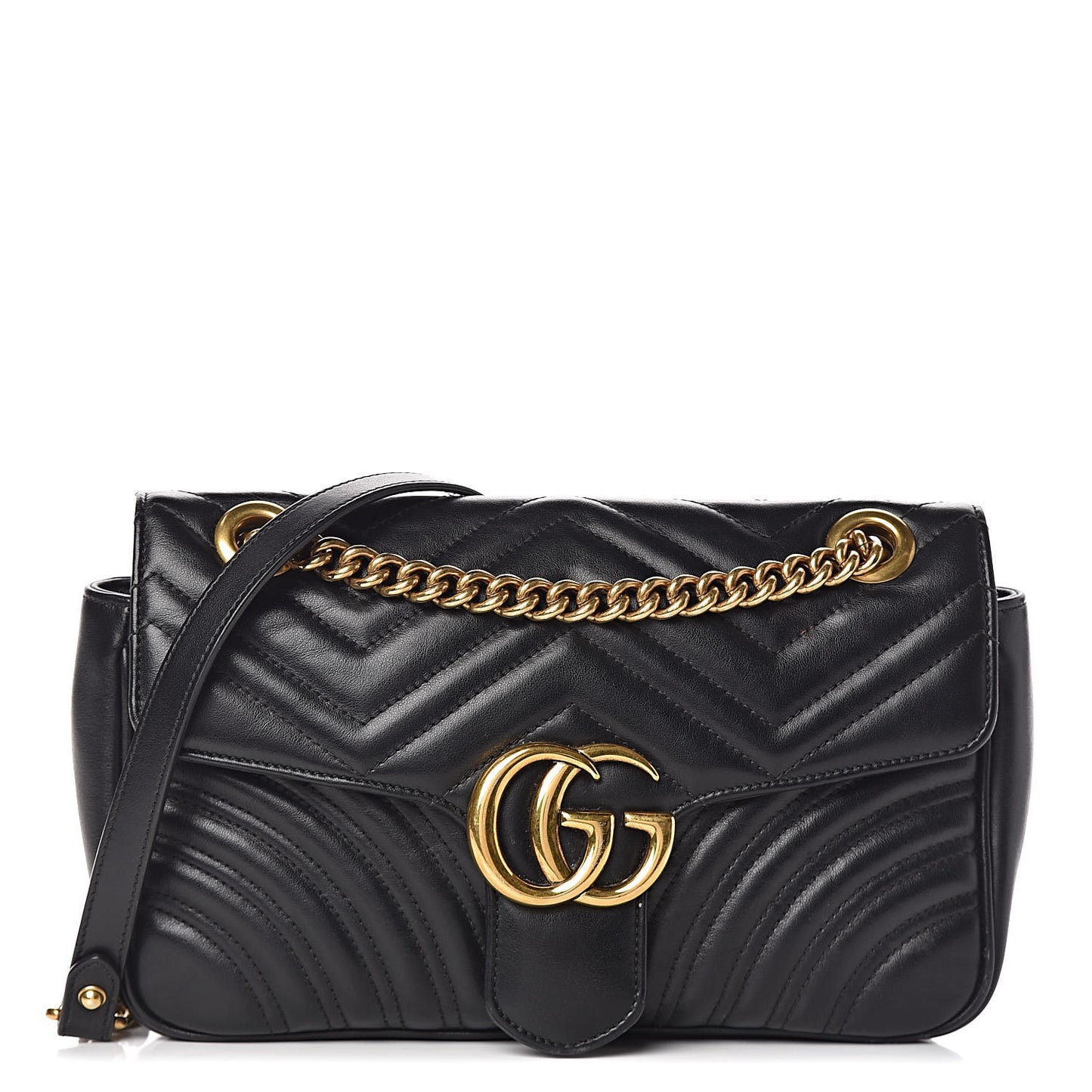 Calfskin Matelasse Small GG Marmont Shoulder Bag Black