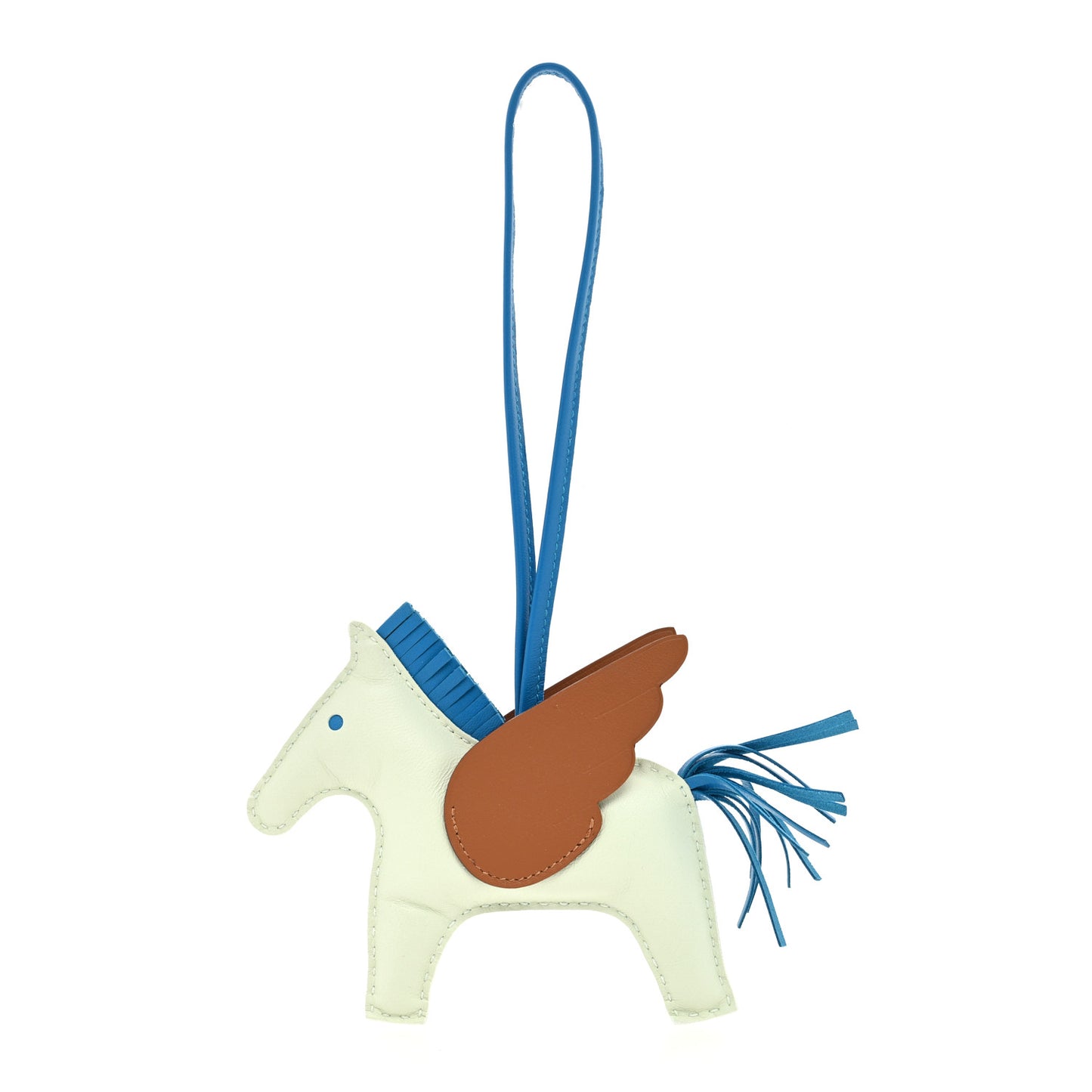 Milo Lambskin Grigri Rodeo Pegase Horse Bag Charm MM Vert Fizz Gold Bleu Zanzibar