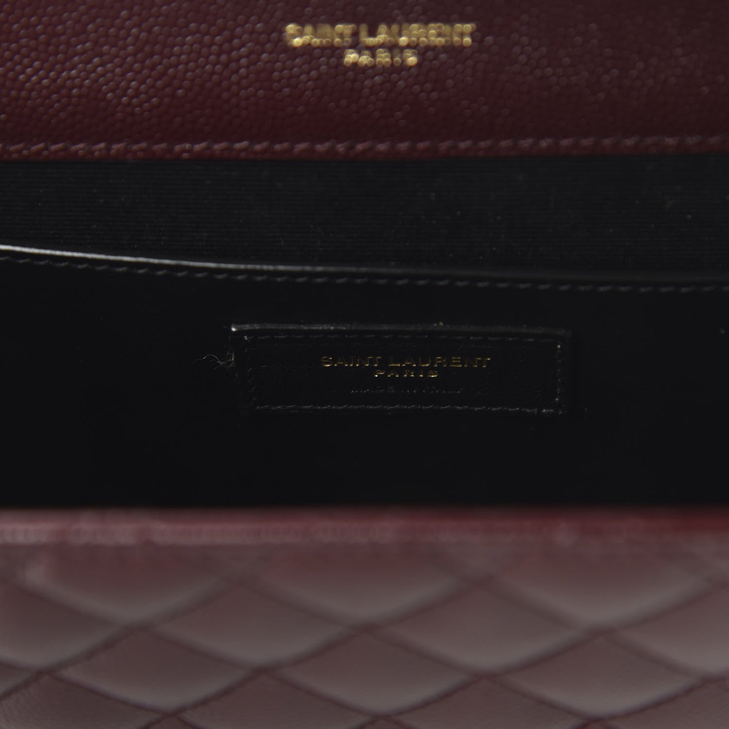Saint Laurent Grain De Poudre Textured Mixed Matelasse Medium Triquilt Monogram Satchel Rouge Legion 8 of 9