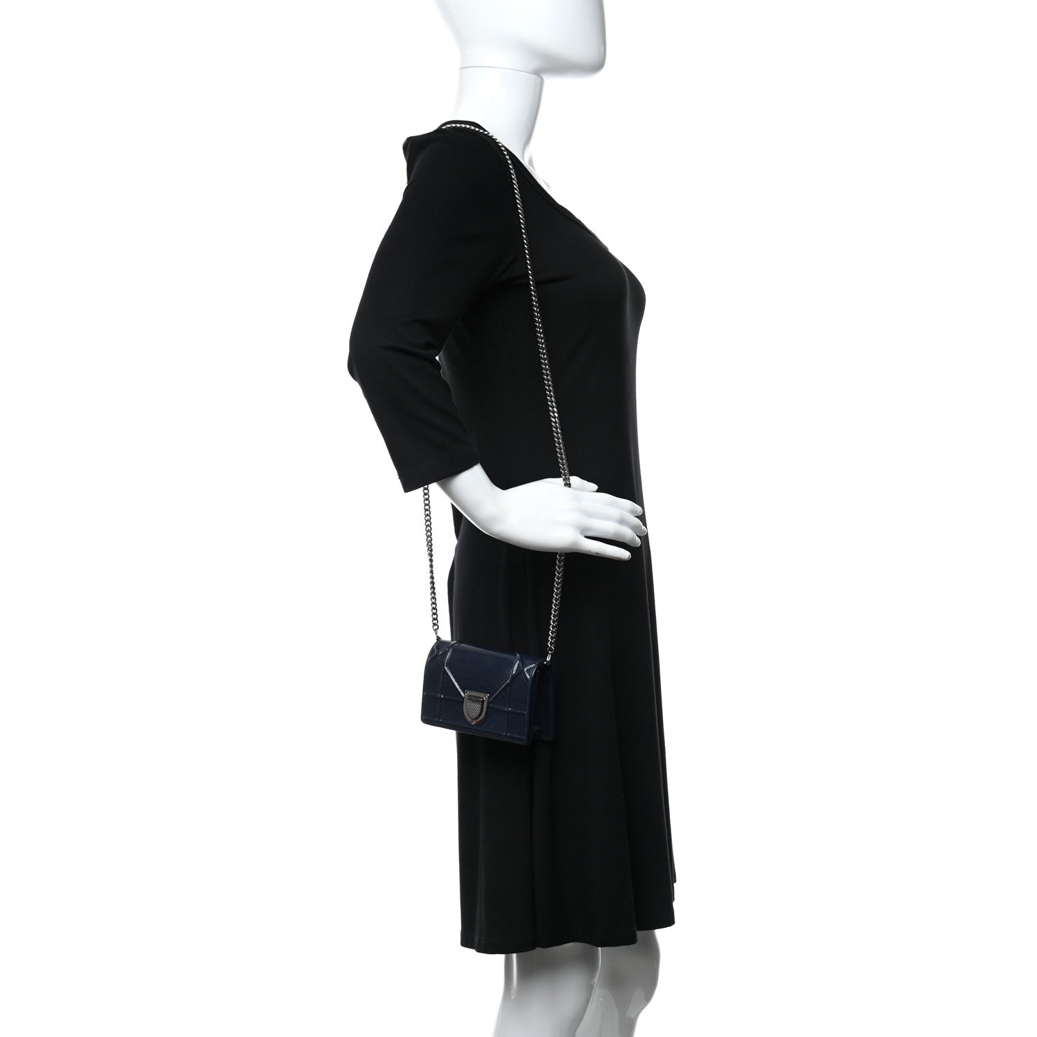 Christian Dior Patent Baby Diorama Flap Bag Blue 2 of 8