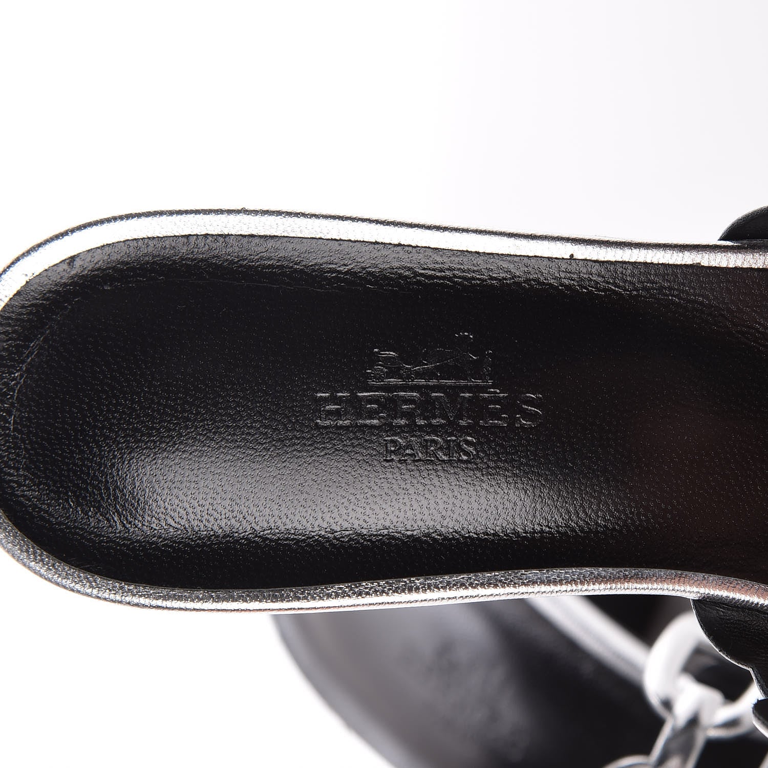 Hermes Metallic Calfskin Tandem Sandals 38 Gris Argente 5 of 8