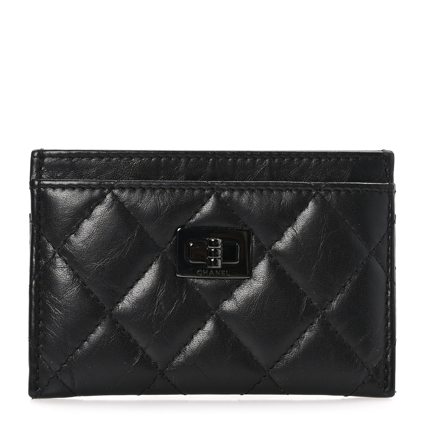 Aged Calfskin Quilted Reissue Card Holder So Black