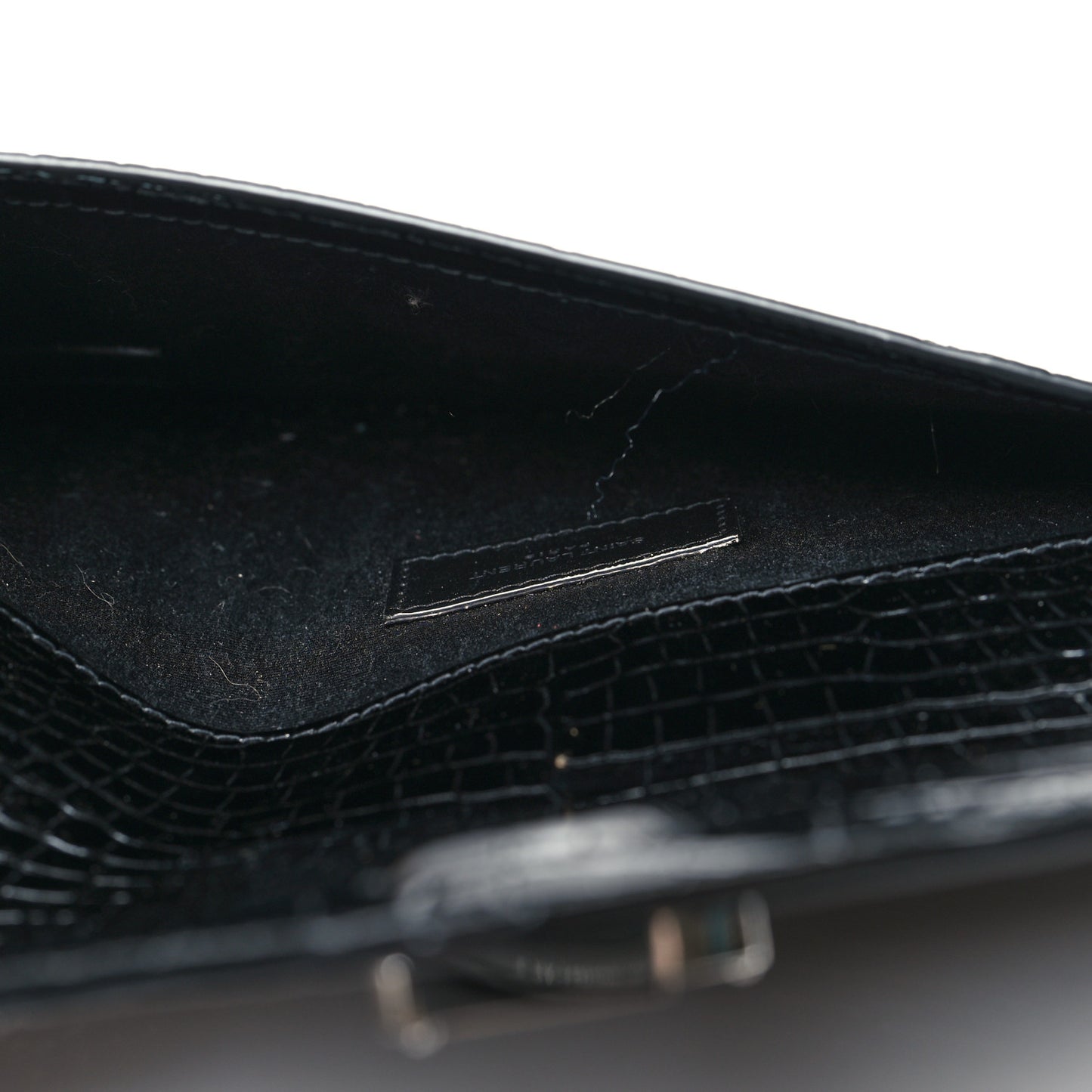 Calfskin Crocodile Embossed Uptown Monogram Pouch Black