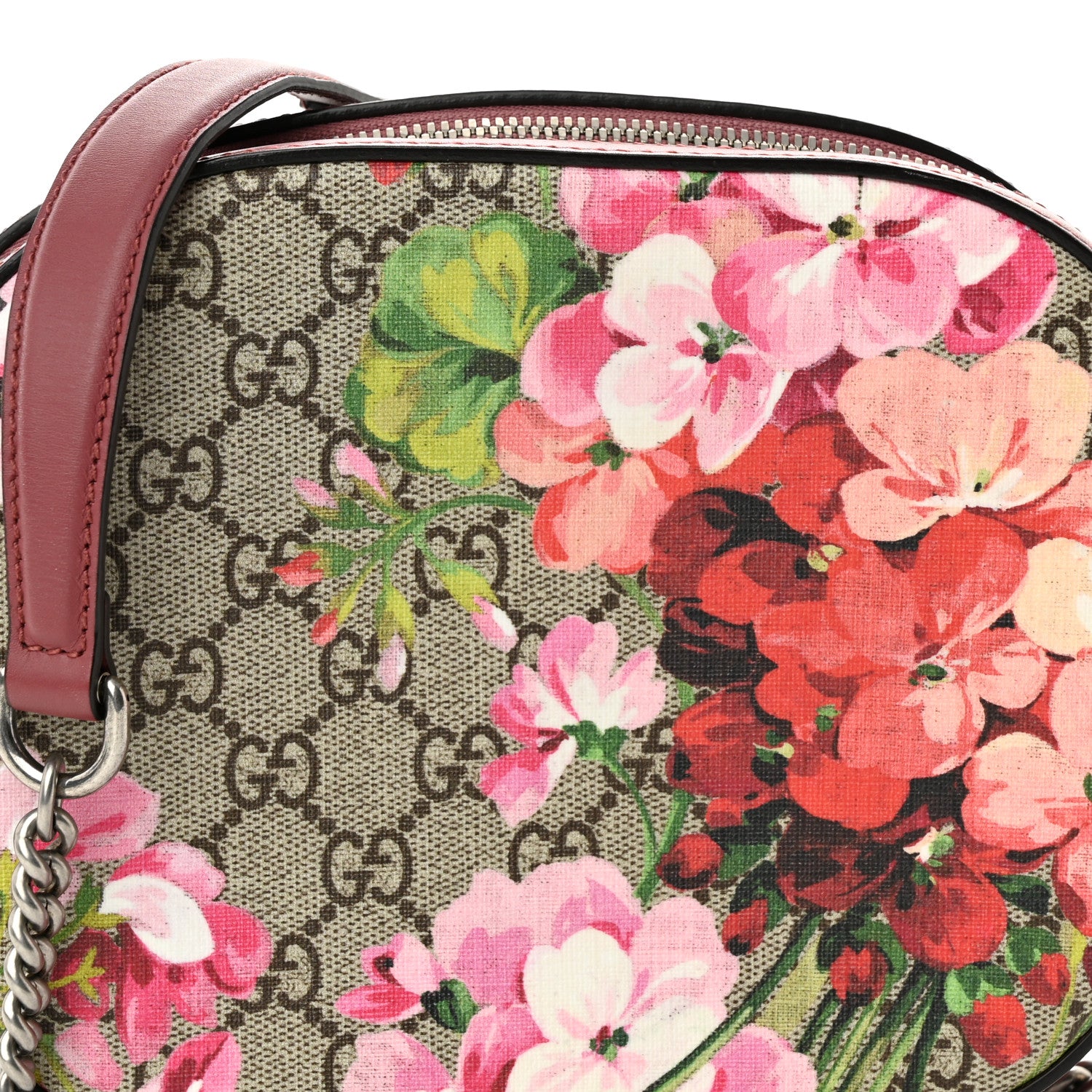 Gucci GG Supreme Monogram Blooms Mini Chain Shoulder Bag Beige Multicolor Dry Rose 8 of 10