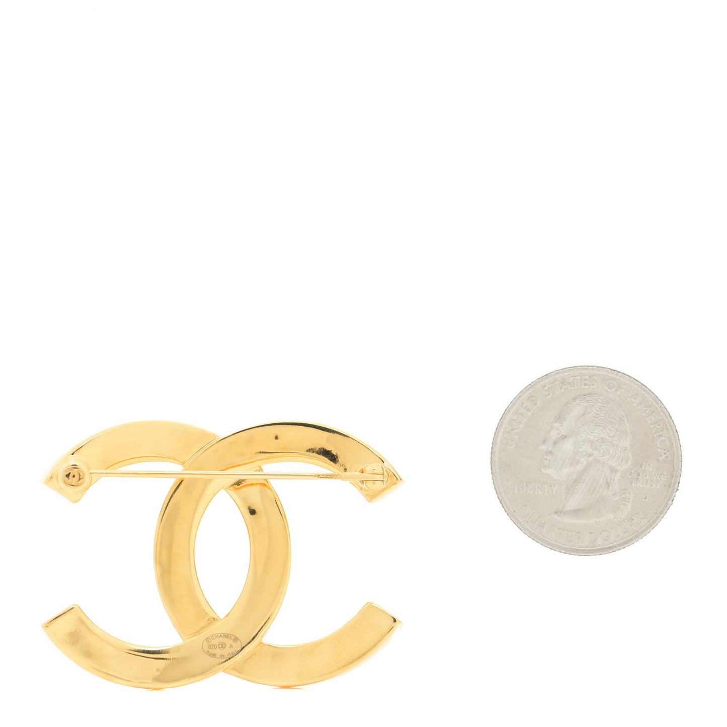 Metal Paris Button CC Large Brooch Gold