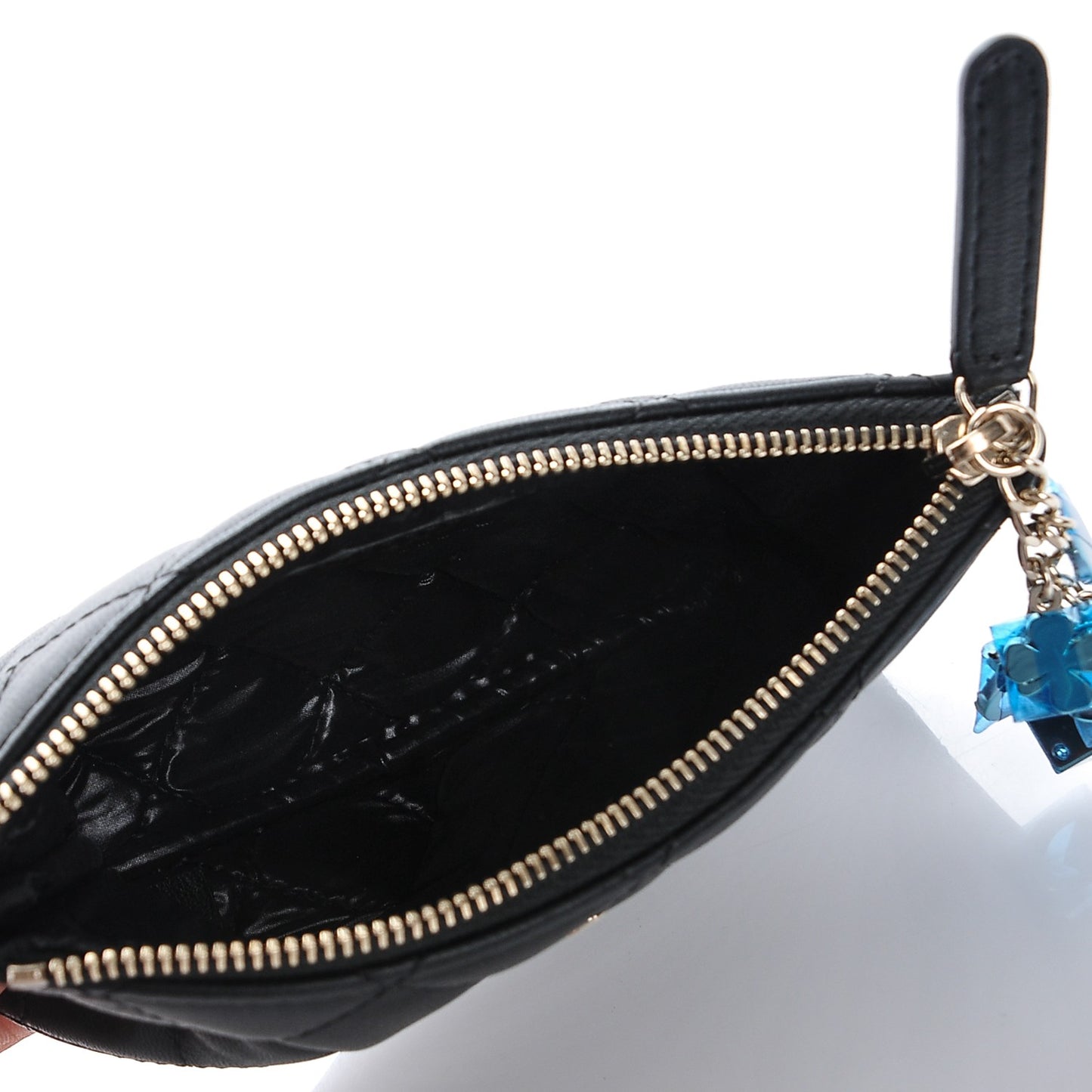Lambskin Quilted Casino Coin Purse Black