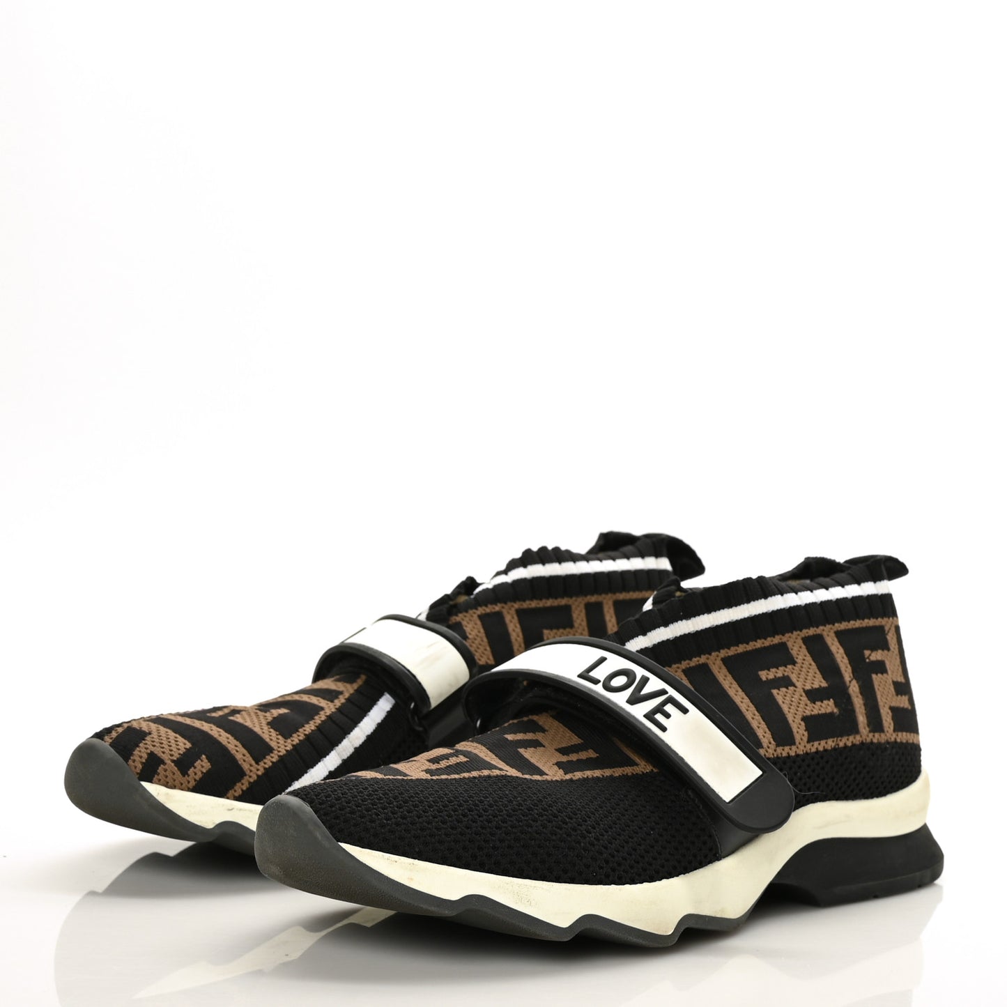 Stretch Yarn FF Stiff Band Rockoko Sneakers 37.5 Black White Tobacco