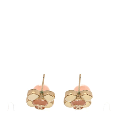 Chanel Resin Pearl CC Flower Drop Earrings Pink Beige 3 of 6