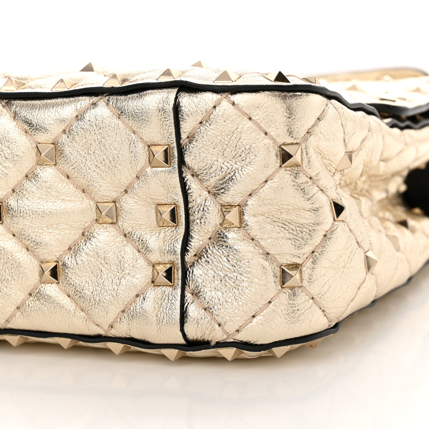 Metallic Wrinkled Lambskin Medium Rockstud Spike Shoulder Bag Mekong