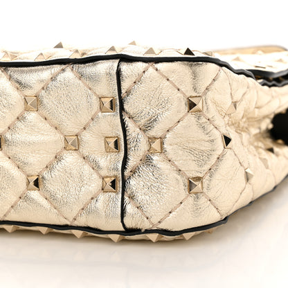 Valentino Garavani Metallic Wrinkled Lambskin Medium Rockstud Spike Shoulder Bag Mekong 9 of 11