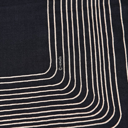 Hermes Cashmere Silk Pegase Paysage Shawl 140 Beige Black 4 of 5