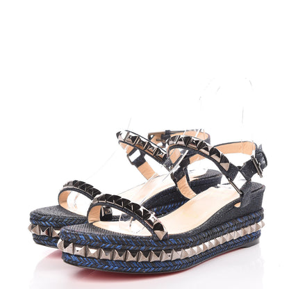 Christian Louboutin Glitter Luminor Cataclou 60 Platform Sandals 37 Navy 3 of 9