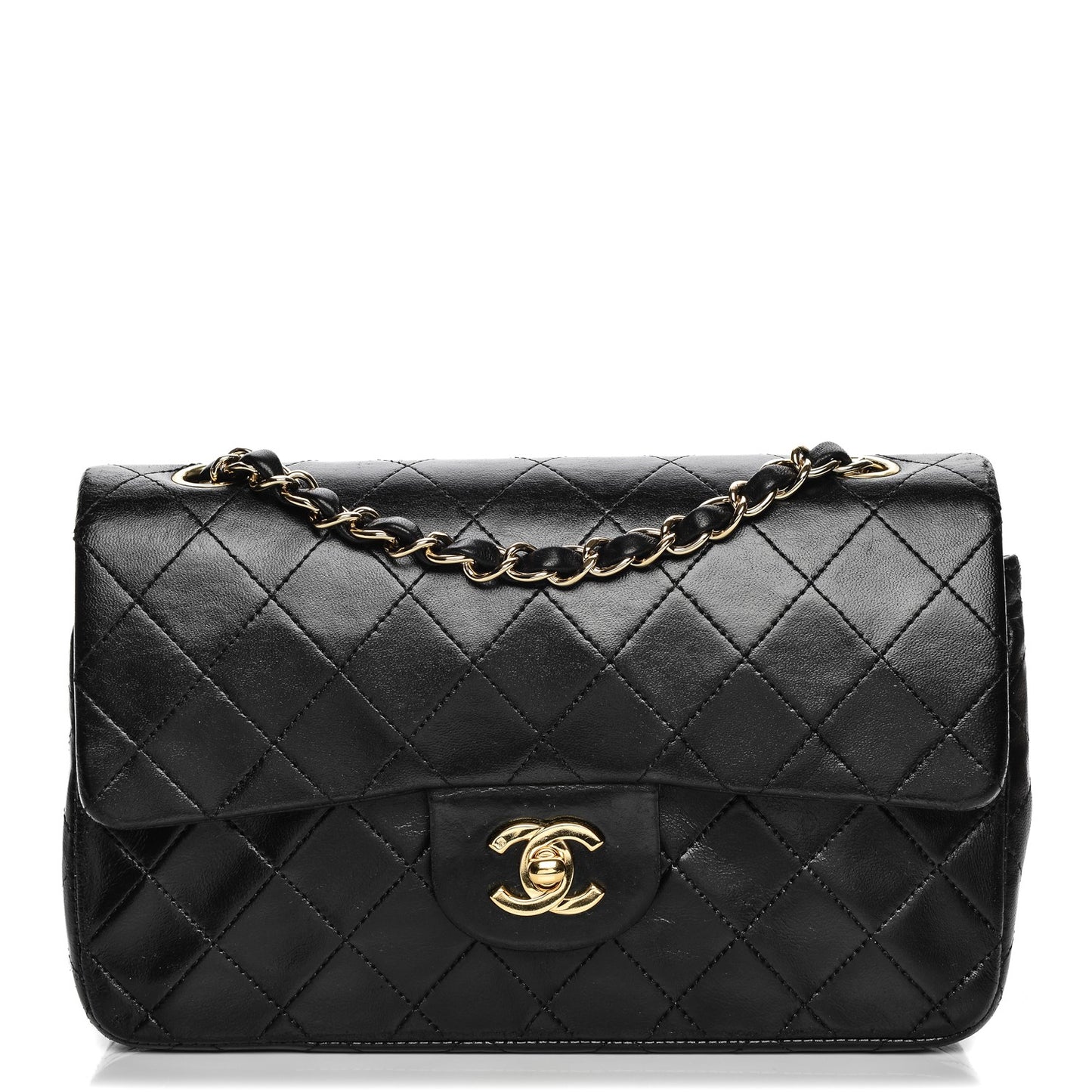 Lambskin Quilted Small Double Flap Black