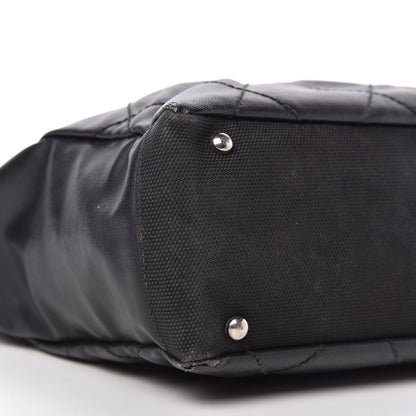 Chanel Coated Canvas Quilted Small Paris Biarritz Tote Black 6 of 9