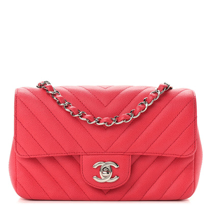 Chanel Caviar Chevron Quilted Mini Rectangular Flap Red 1 of 11