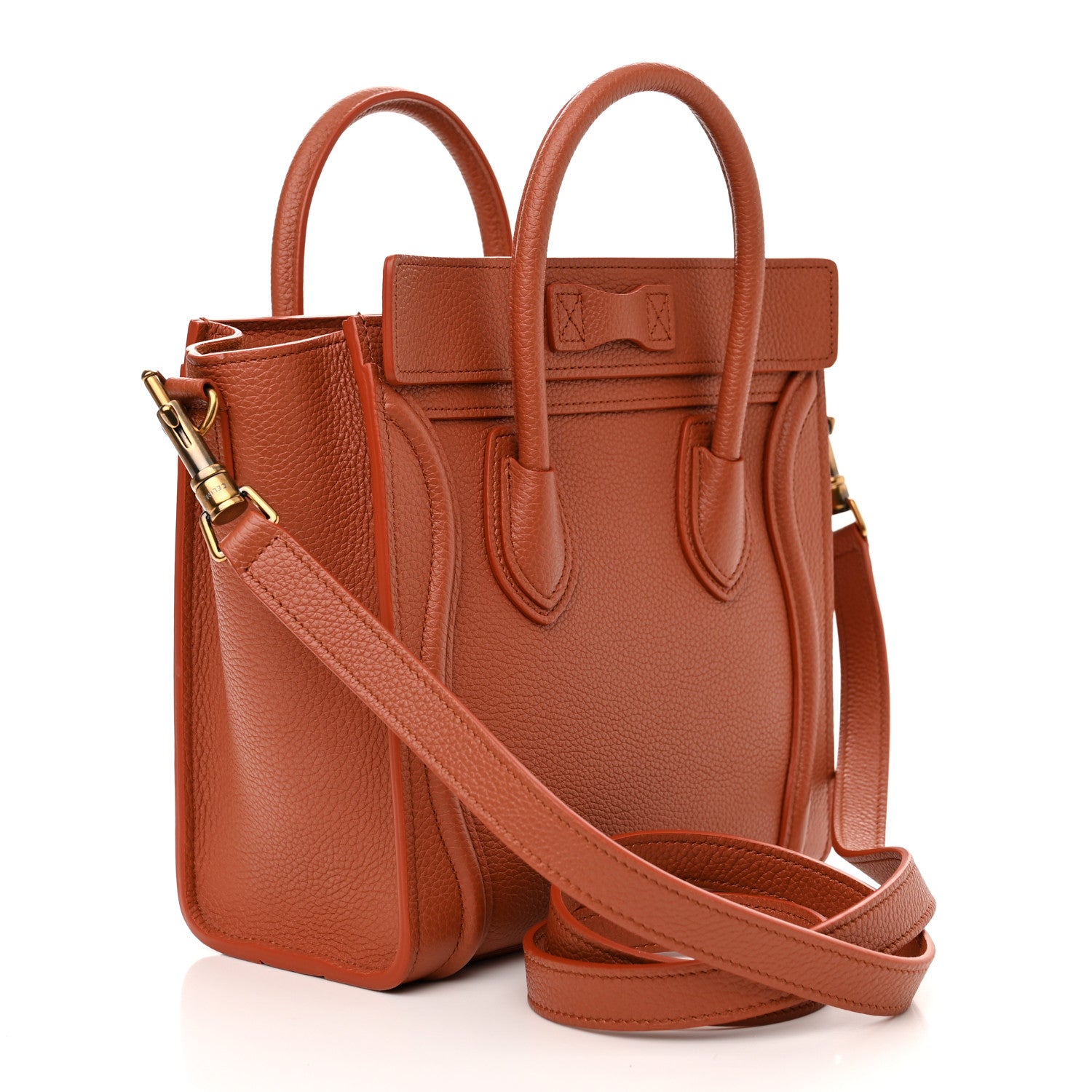 Celine Drummed Calfskin Nano Luggage Terracotta 3 of 12