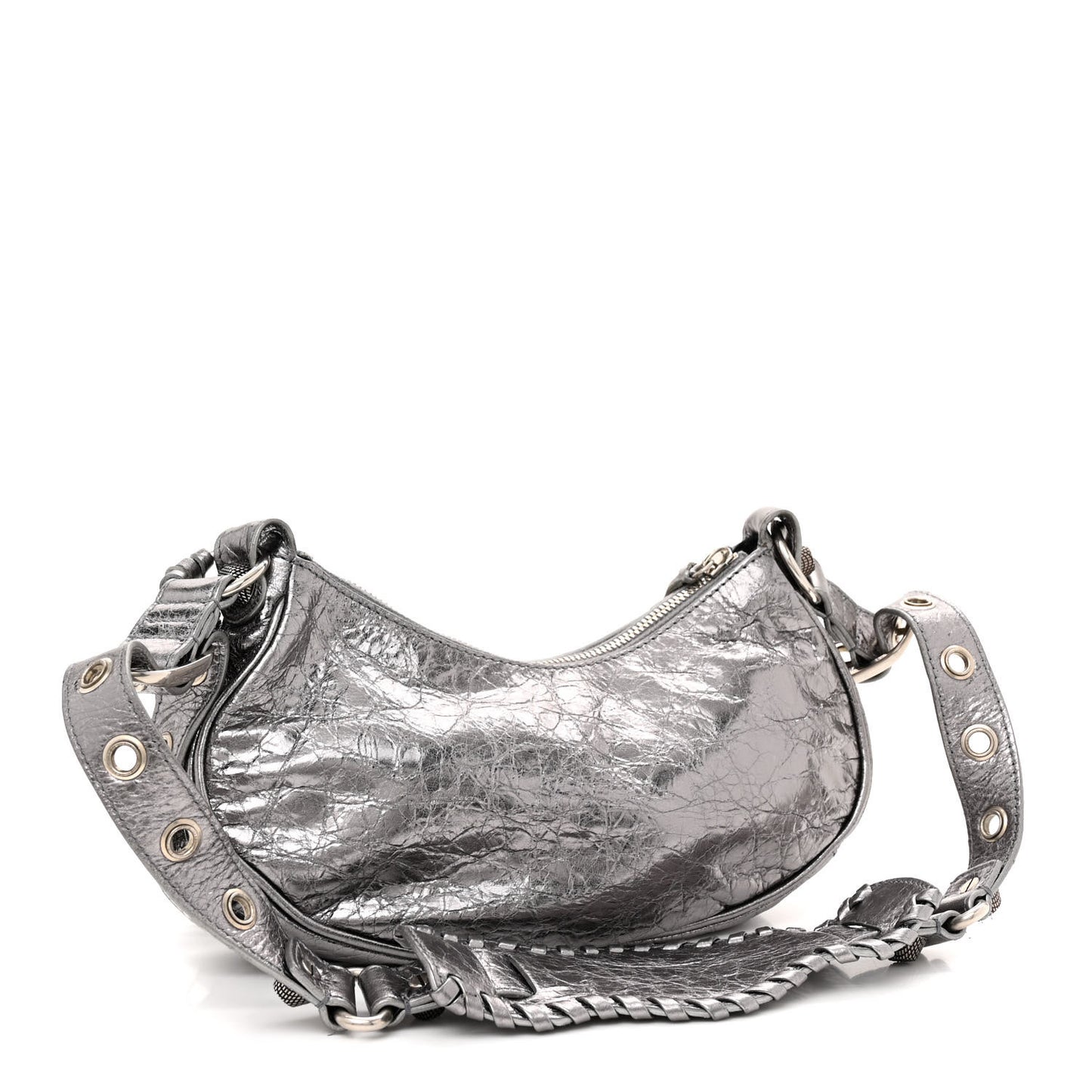 Metallic Agneau Arena Le Cagole Shoulder Bag XS Silver