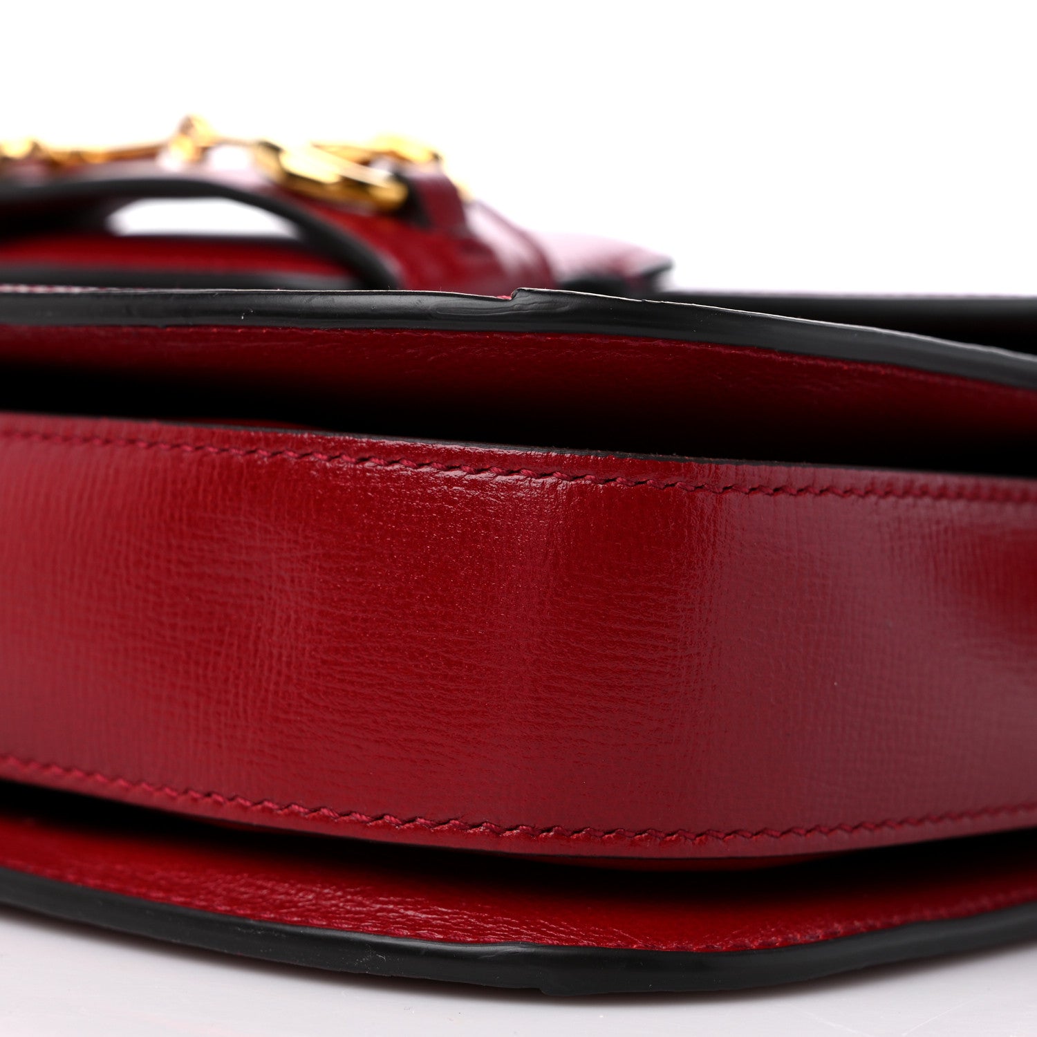 Gucci GG Supreme Monogram Azalea Calfskin Horsebit 1955 Shoulder Bag Beige Ebony New Cherry Red 10 of 11
