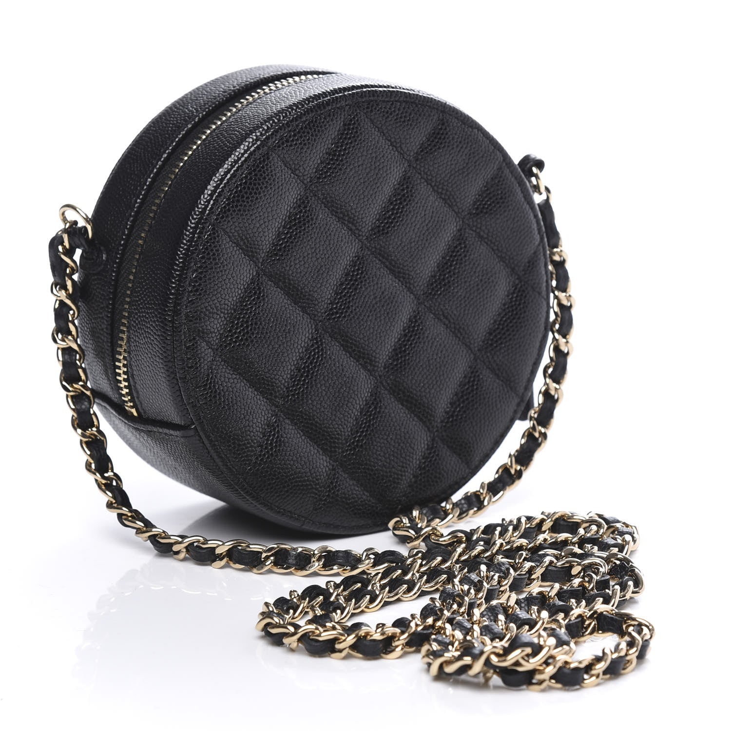Chanel Caviar Quilted Round Clutch With Chain Black 2 of 9