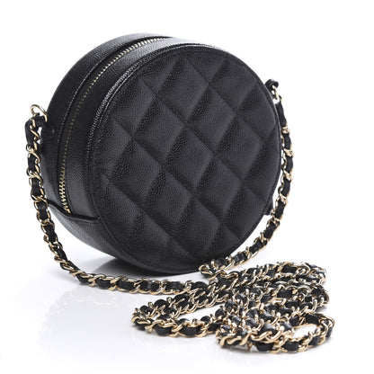 Chanel Caviar Quilted Round Clutch With Chain Black 2 of 9