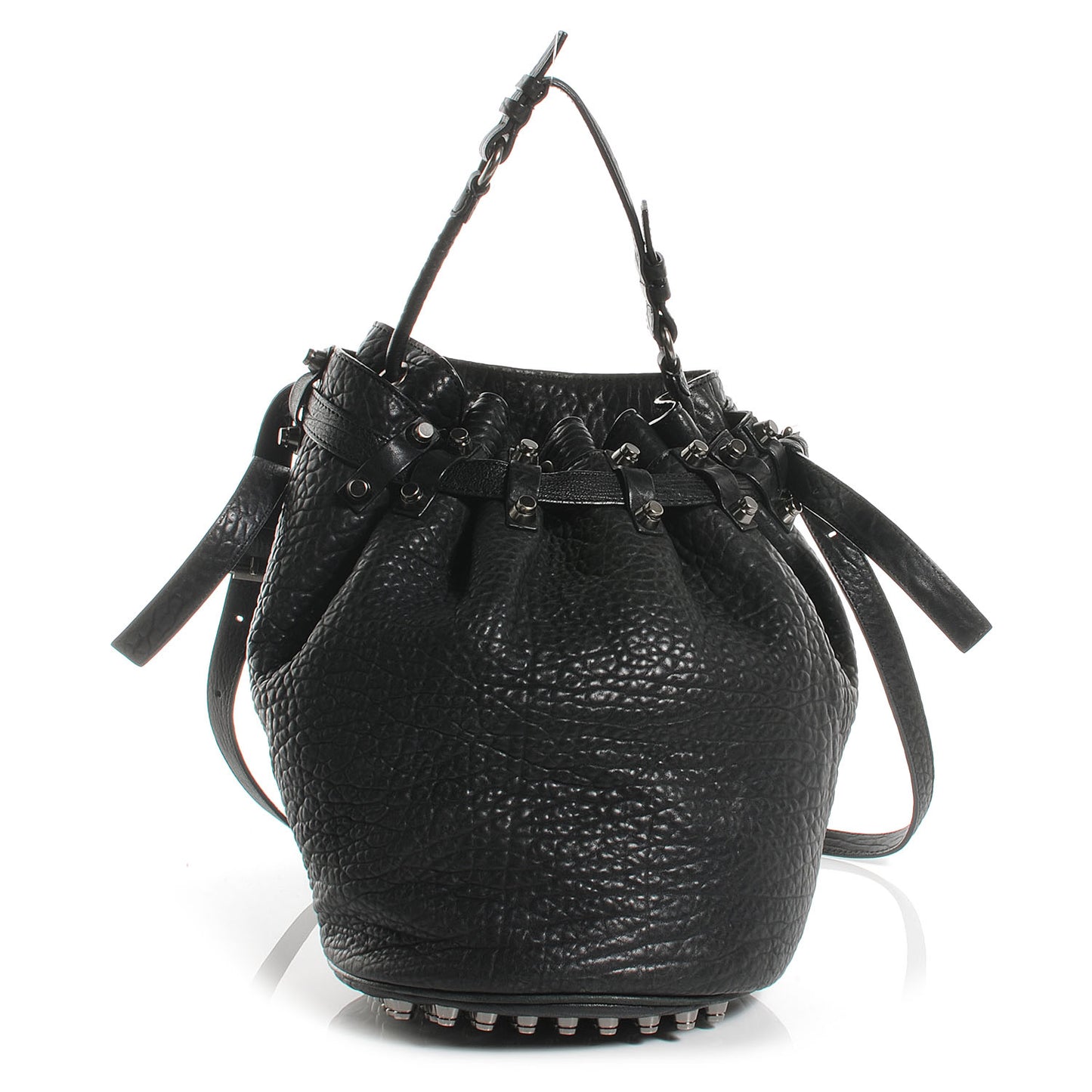 Leather Diego Bucket Bag Black
