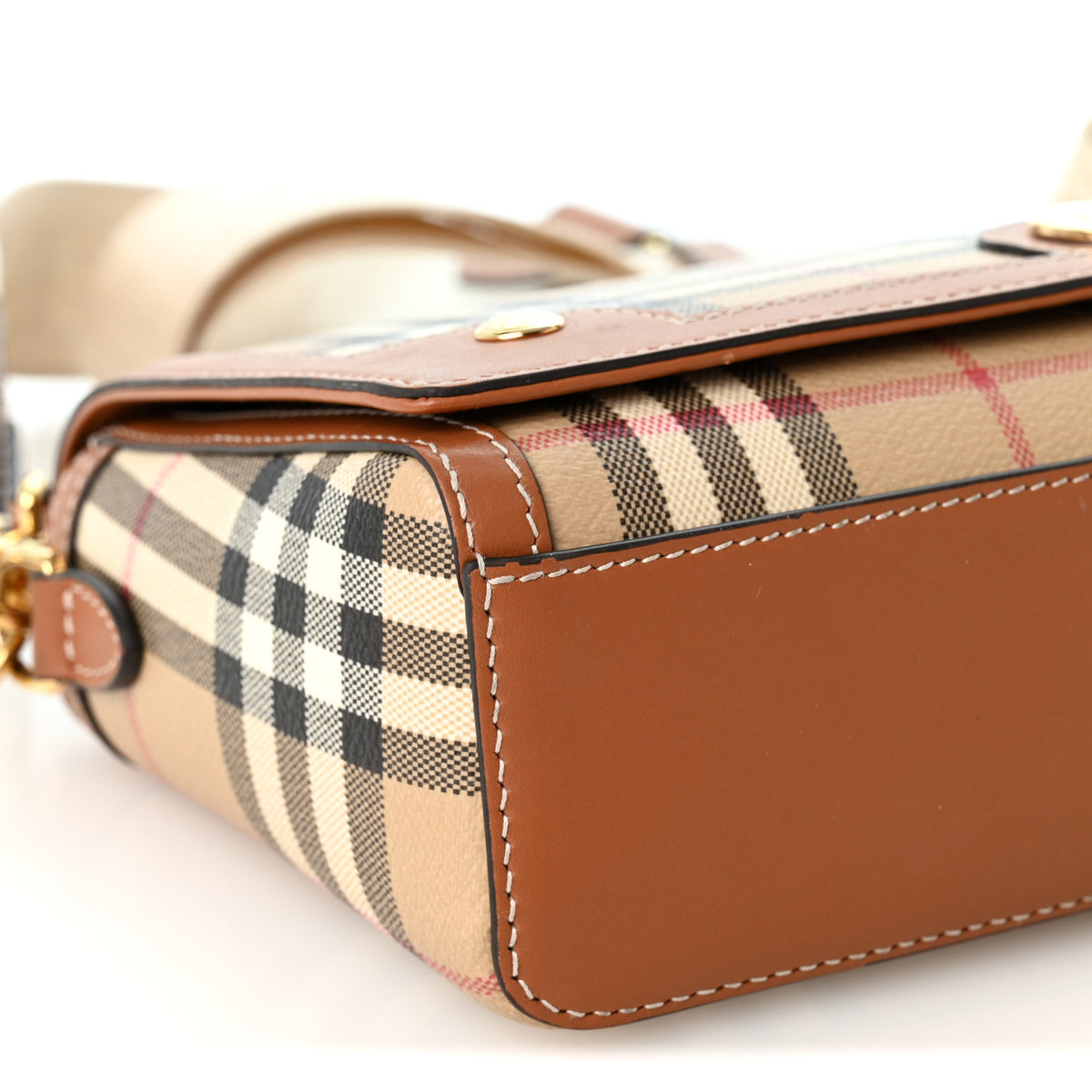 Burberry Coated Canvas Calfskin Vintage Check Small Note Crossbody Bag Briar Brown 7 of 8