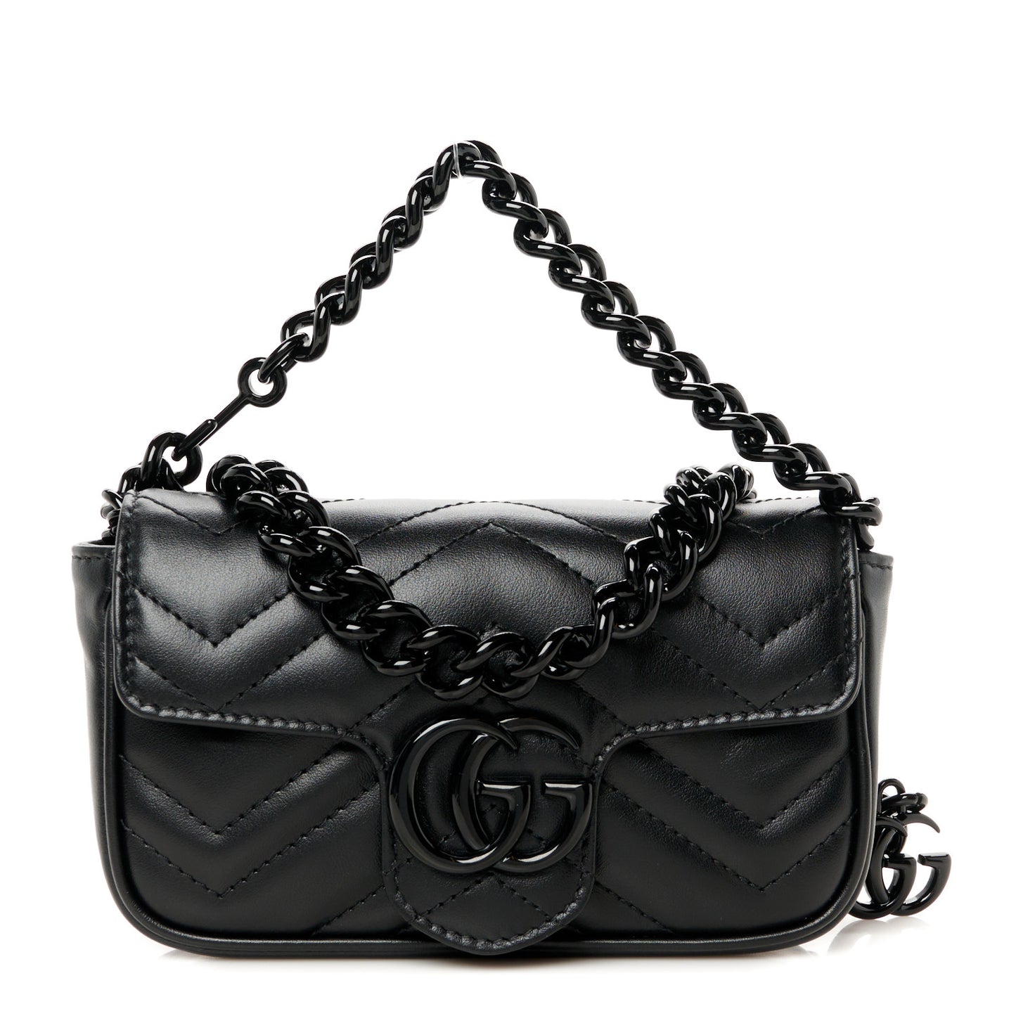 Calfskin Matelasse Monochrome GG Marmont Chain Belt Bag Black