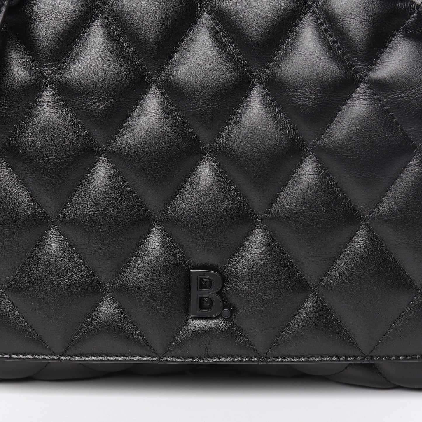Nappa Calfskin Matelasse Medium B Logo Bag Black