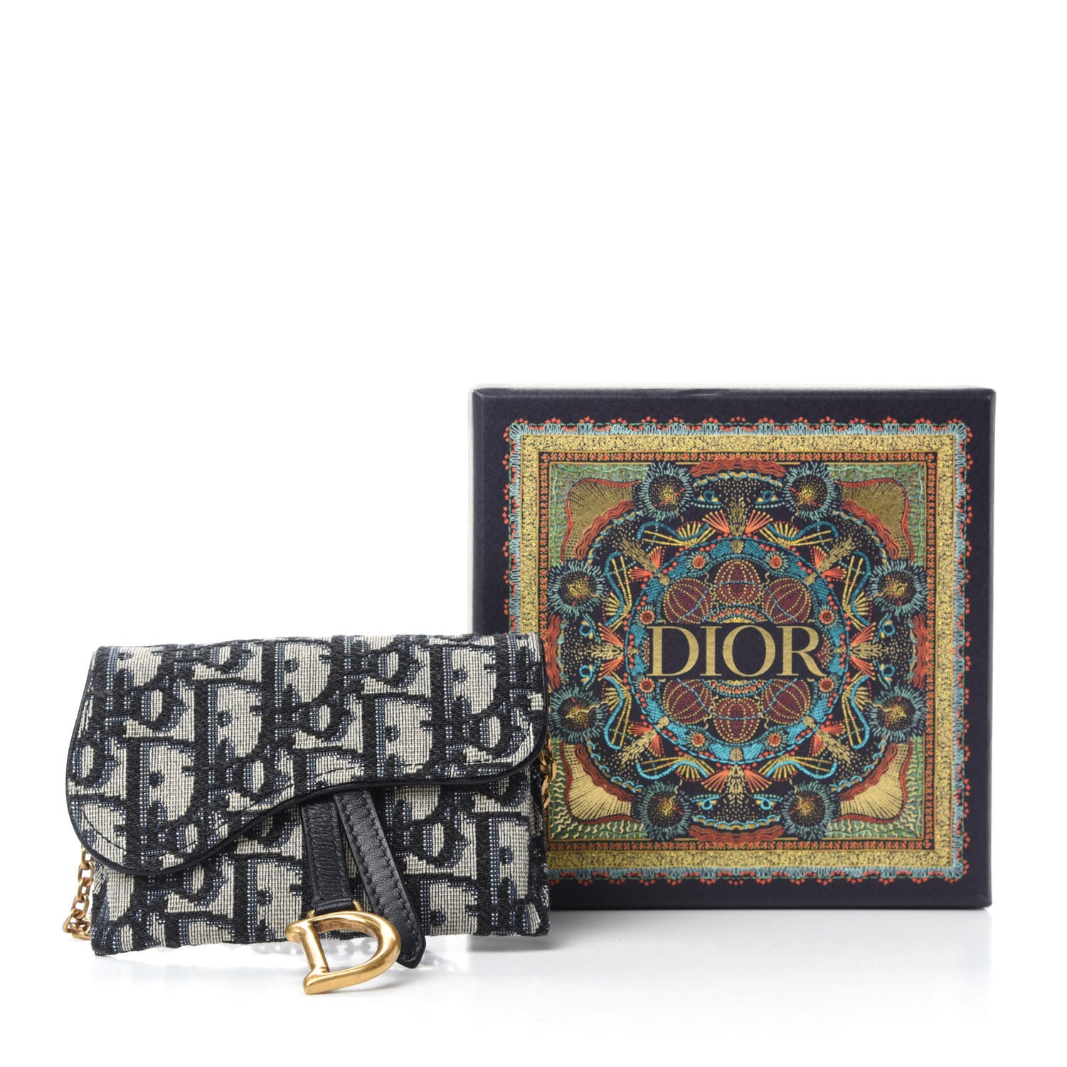 Christian Dior Oblique Nano Saddle Chain Pouch Blue 11 of 11