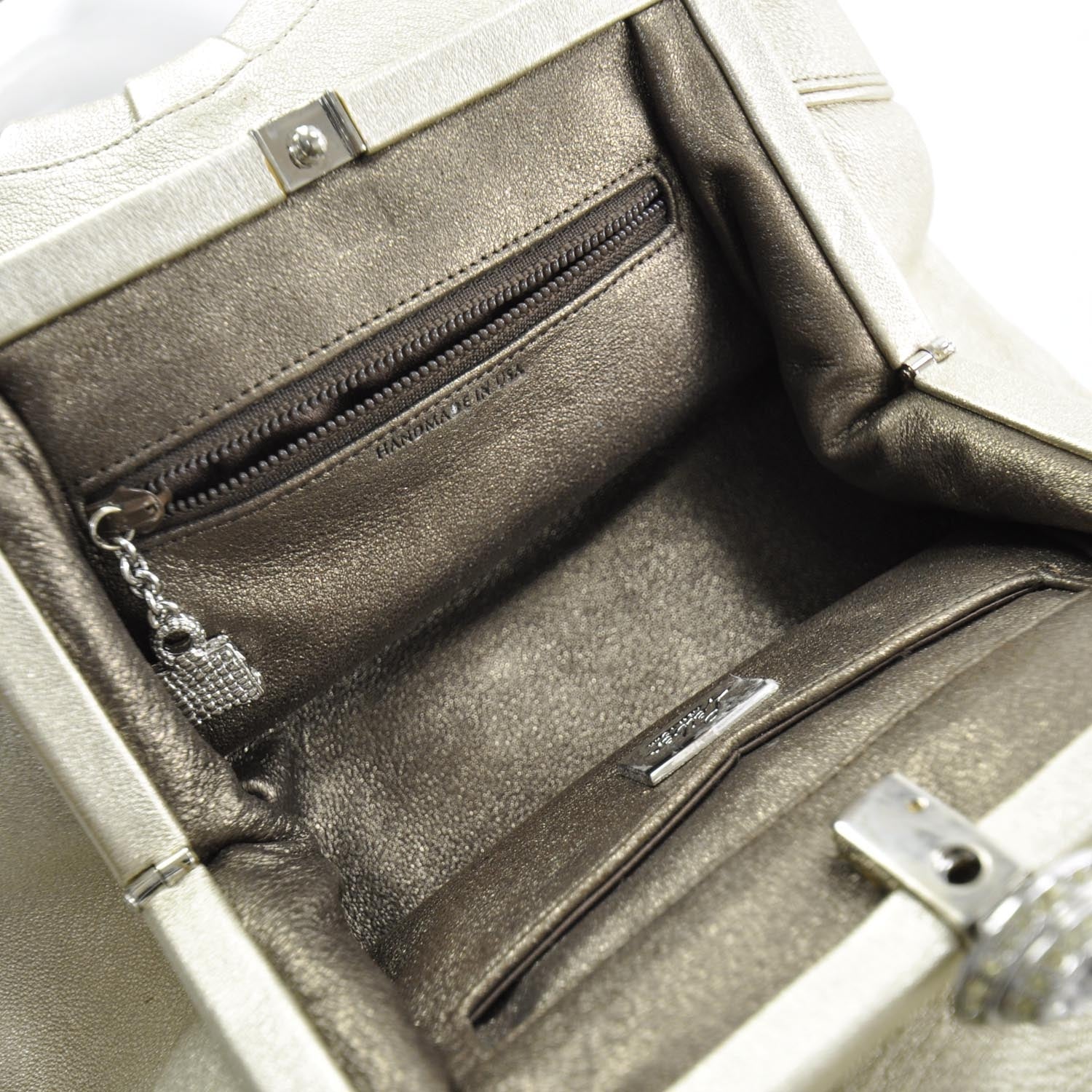 Judith Leiber Leather Austrian Crystal Blaze Dragee Evening Bag 6 of 8