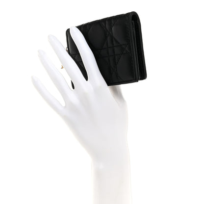 Christian Dior Lambskin Cannage Small Lady Dior Flap Card Holder Black 2 of 9