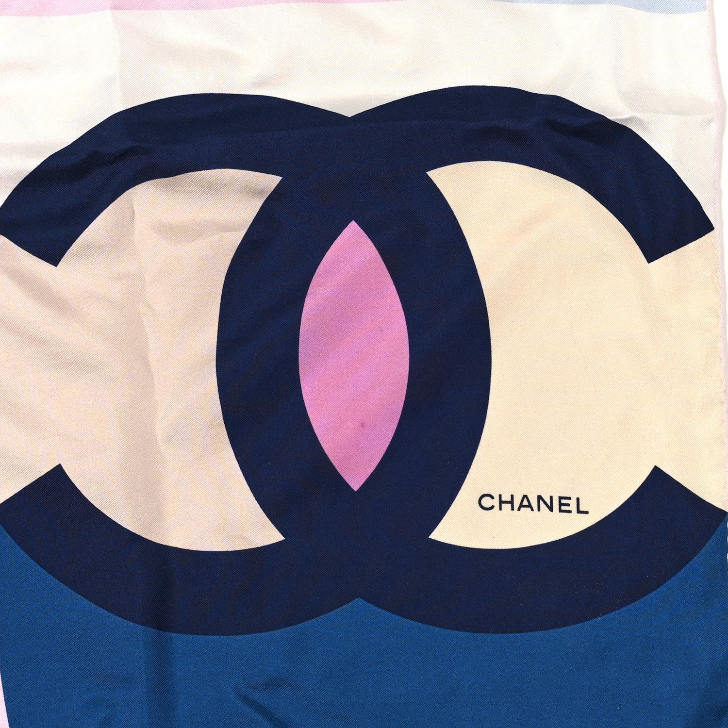 Chanel Silk CC Square Scarf Blue Pink 2 of 3