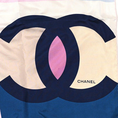 Chanel Silk CC Square Scarf Blue Pink 2 of 3