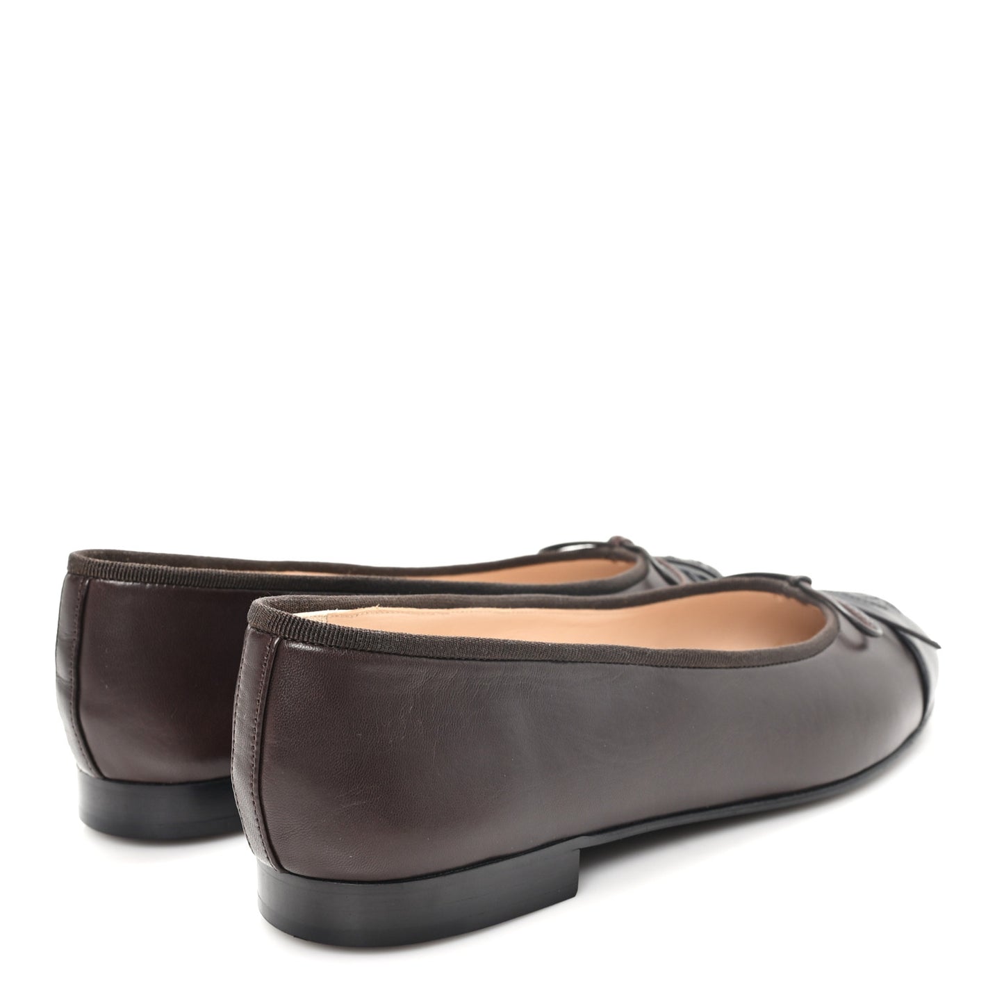 Lambskin Cap Toe CC Ballerina Flats 38 Brown Black