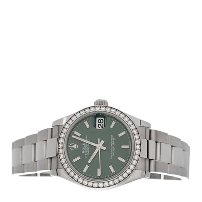 Rolex Stainless Steel 18K White Gold Diamond 31mm Oyster Perpetual Datejust Watch Mint Green 278384RBR 2 of 5