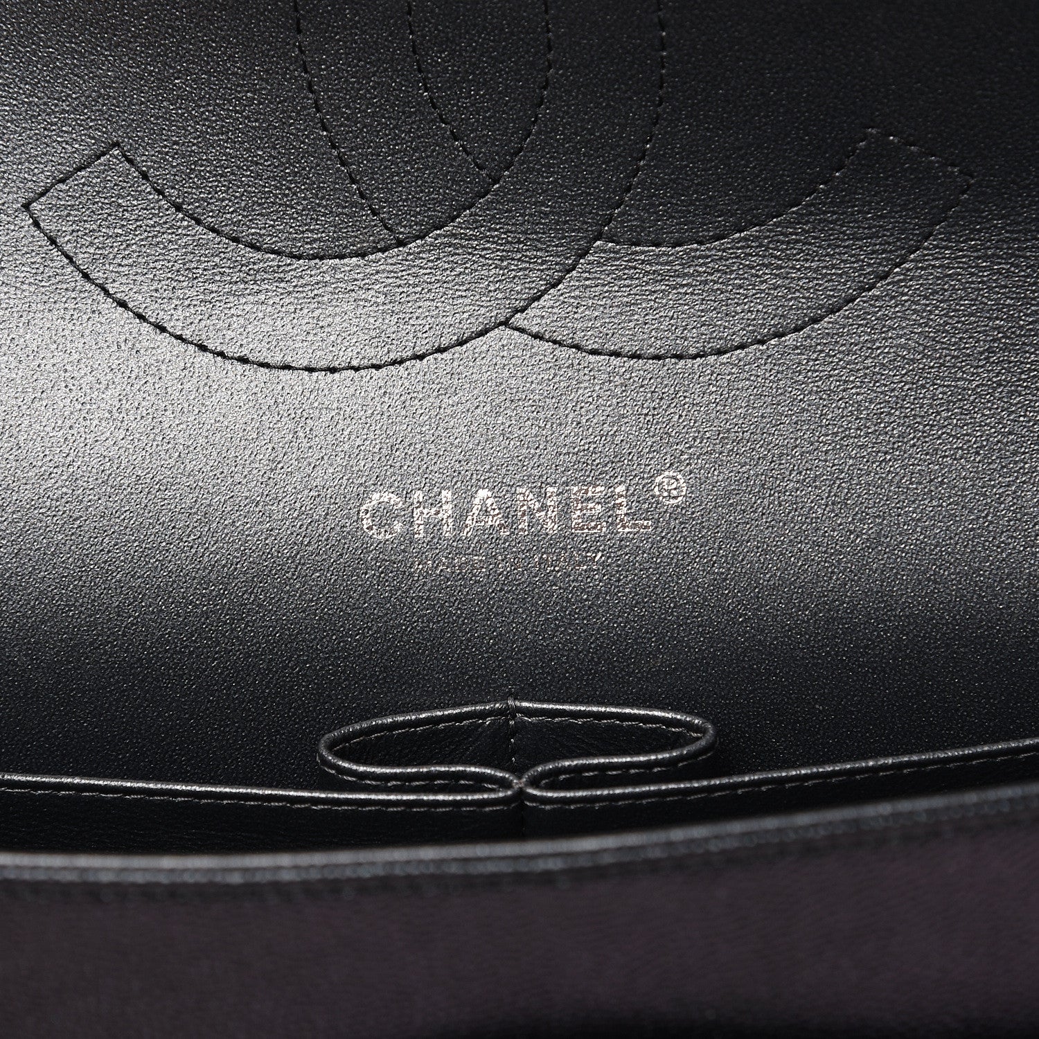 Chanel Iridescent Caviar Chevron Quilted Jumbo Double Flap Black 6 of 12