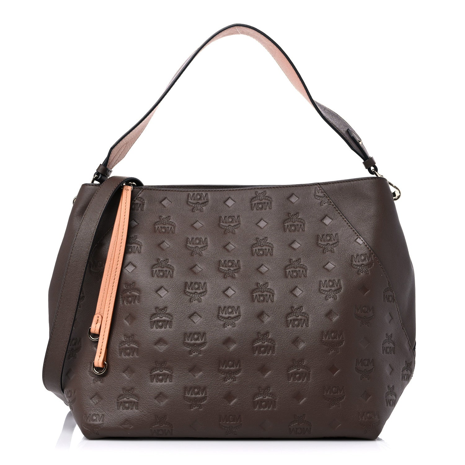 MCM Calfskin Ottomar Monogram Medium Klara Hobo Chestnut 1 of 11